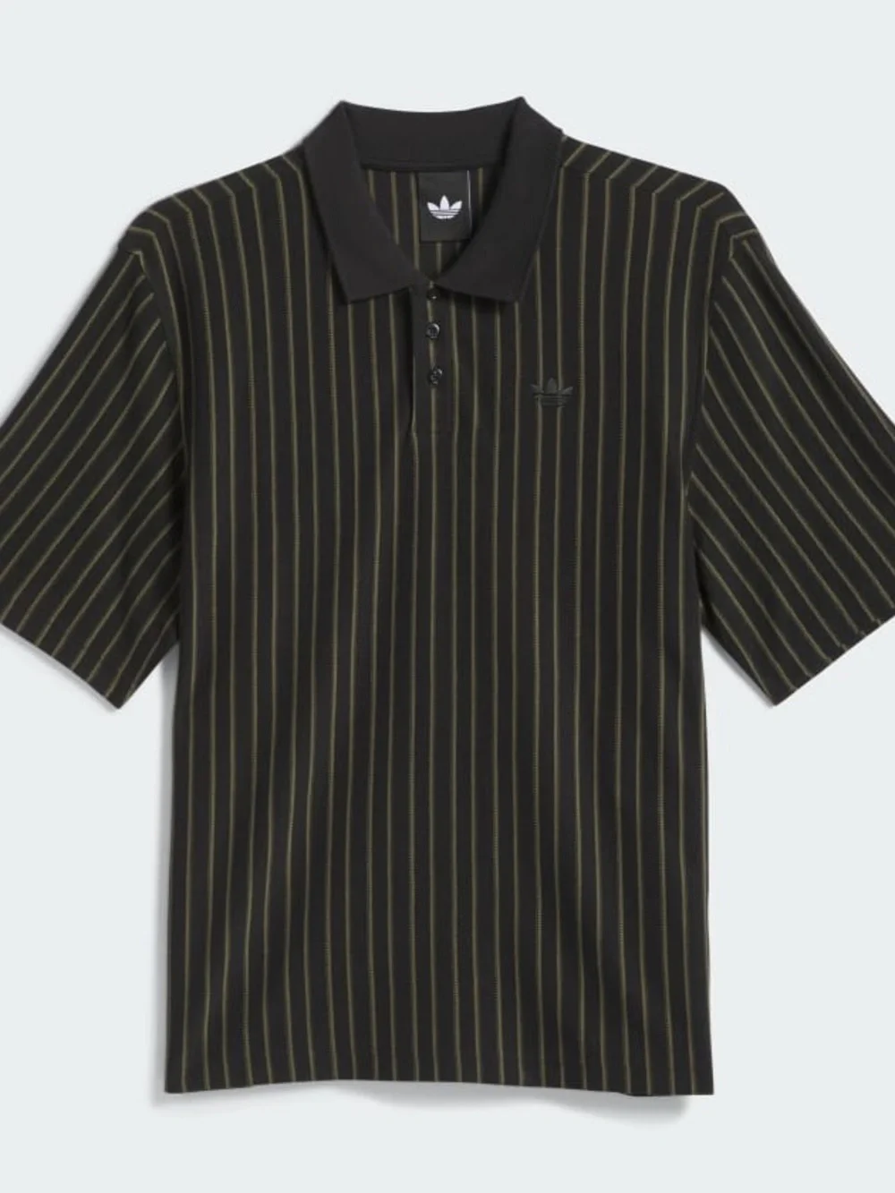 adidas Black Polo with Thin Vertical Stripes
